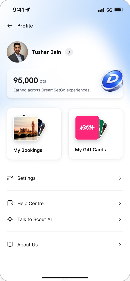 The profile screen